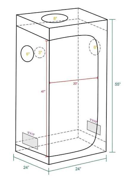Mars Grow Tent 2ft x 2ft x 4.5ft (60cm x 60cm x 140cn)
